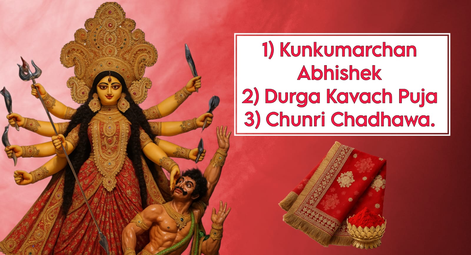 Durgashtami Special Offerings, Kunkumarchan and Durga Kavach Puja.